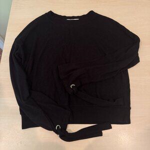 Project Social T Black Soft Long Sleeve Sweater Top w/ Tie Sleeves Size Medium